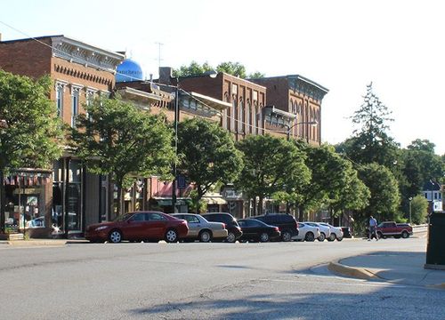 This image shows a street in Manchester, Michigan