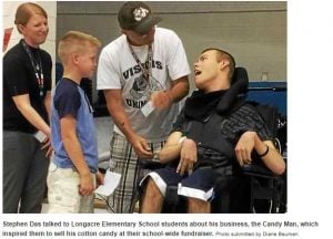 Stephen Das talked to Longacre Elementary School students