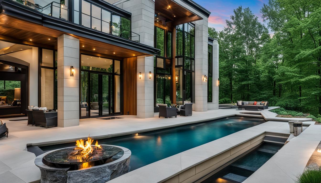 Luxury Oakland County house with front swimming pool