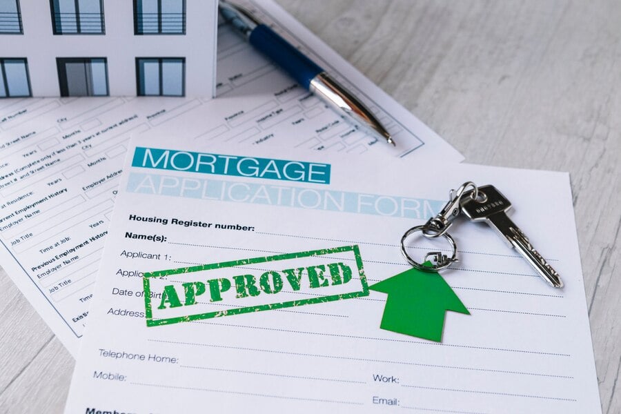 Mortgage paper with approved stamp