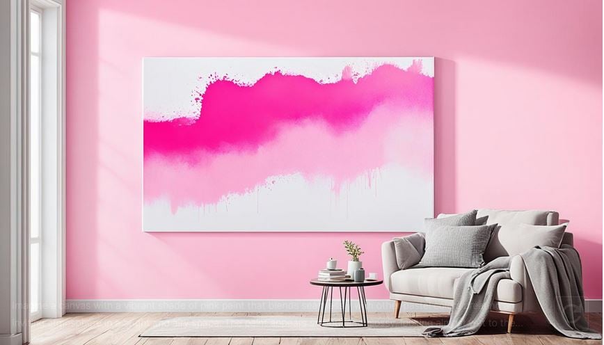 Canvas with a vibrant shade of pink paint that blends seamlessly with other pastel colors