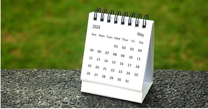 A calender on hard and rough grey color surface