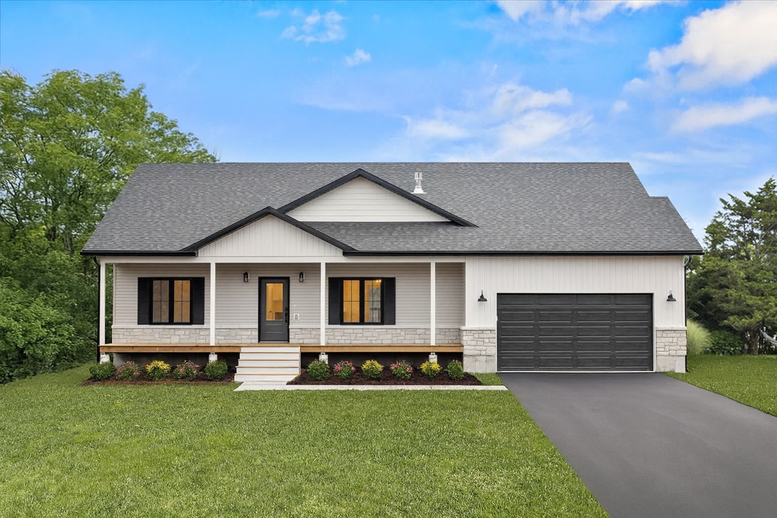 1. Front Exterior With Boxwoods and Stairs