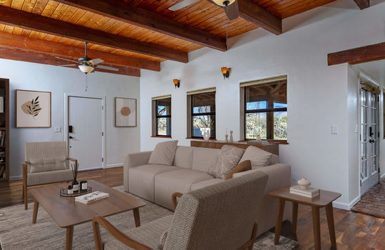 Natural Light and Beamed Ceiling - Digitally Staged