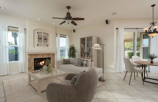 Lots of Natural Light and a Fireplace- Digitally Staged