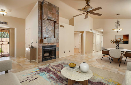 Slate Facade Fireplace in Living Space- Digitally Staged