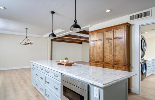 Large Island With Pendant Lighting