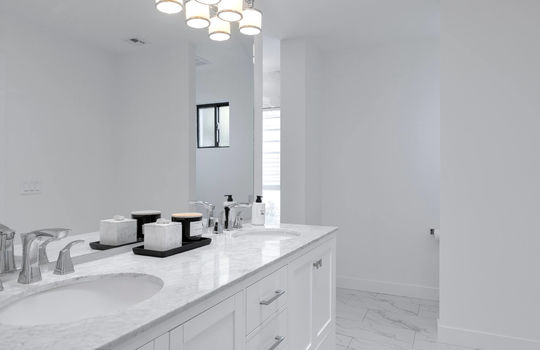 Quartz Topped Vanity With Dual Sinks