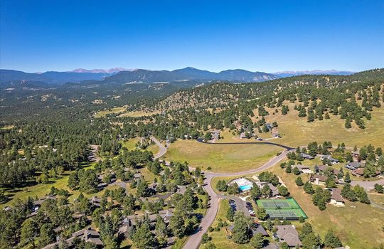 56-3-Aerial over community with views to Mt Evans