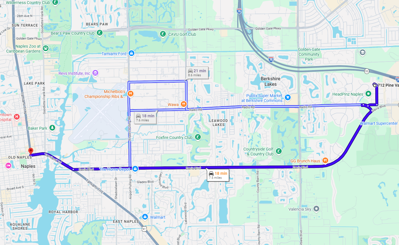 Drive time to 5th Ave S