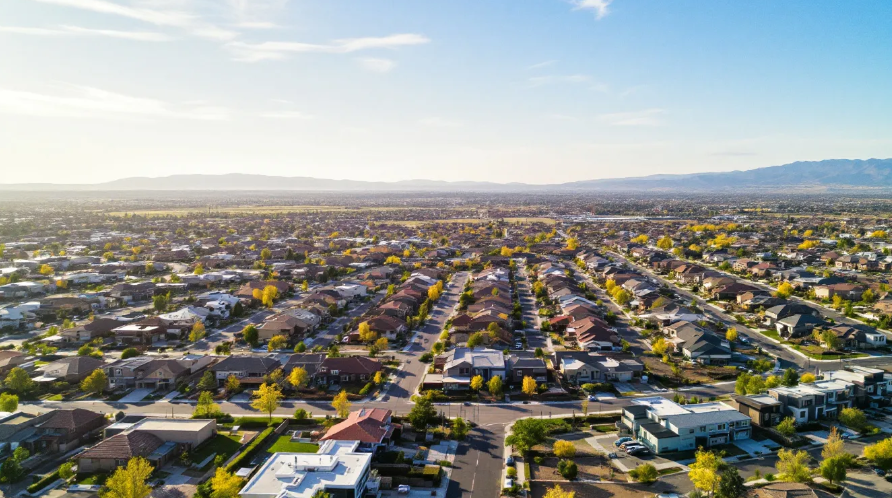 Aerial view of Rhodes Ranch neighborhood