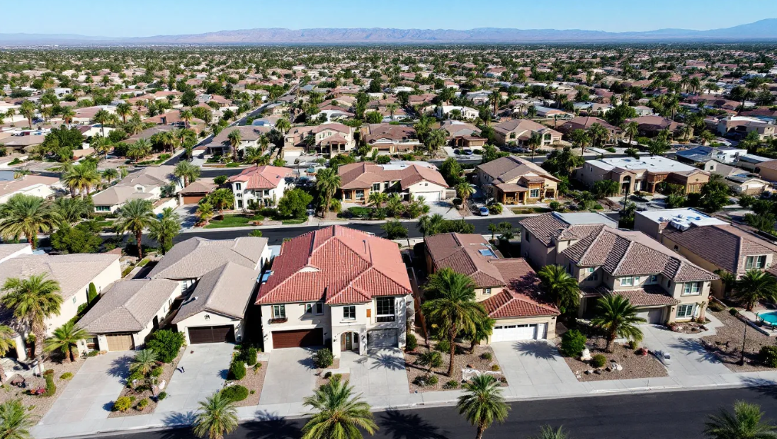 Aerial view of suburban Las Vegas homes