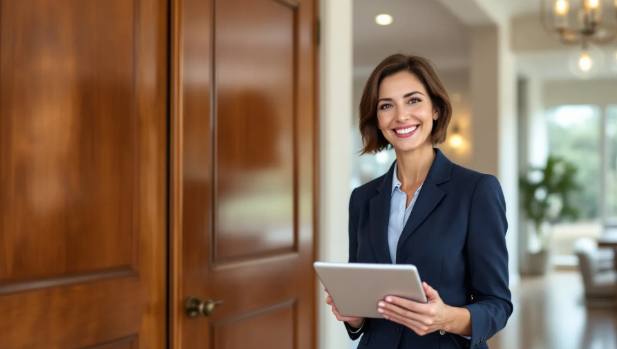real estate agent filming home tour