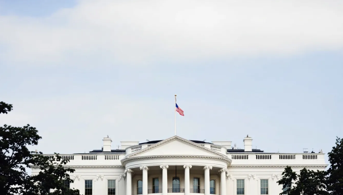 The White House with American flag