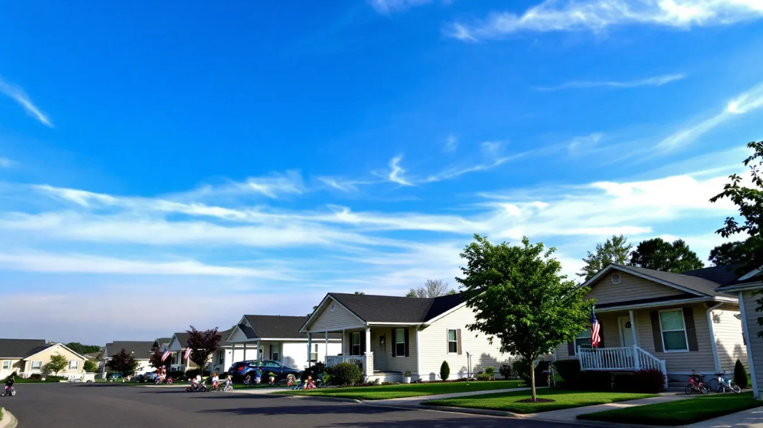 suburban neighborhood with single-family homes