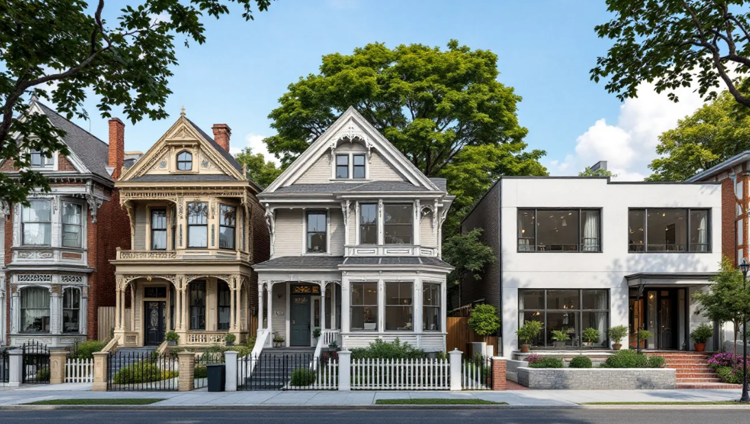 historic neighborhood with old and new homes