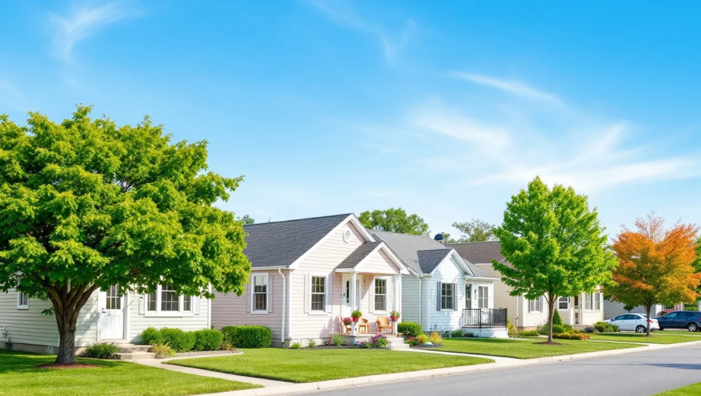suburban neighborhood with small starter homes