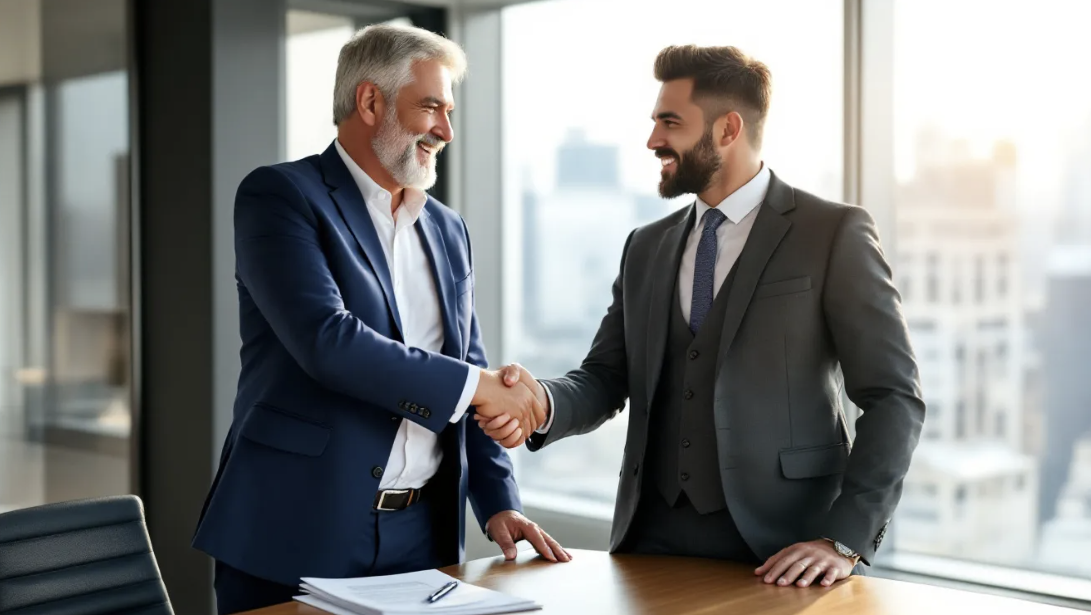 two people shaking hands over property deal