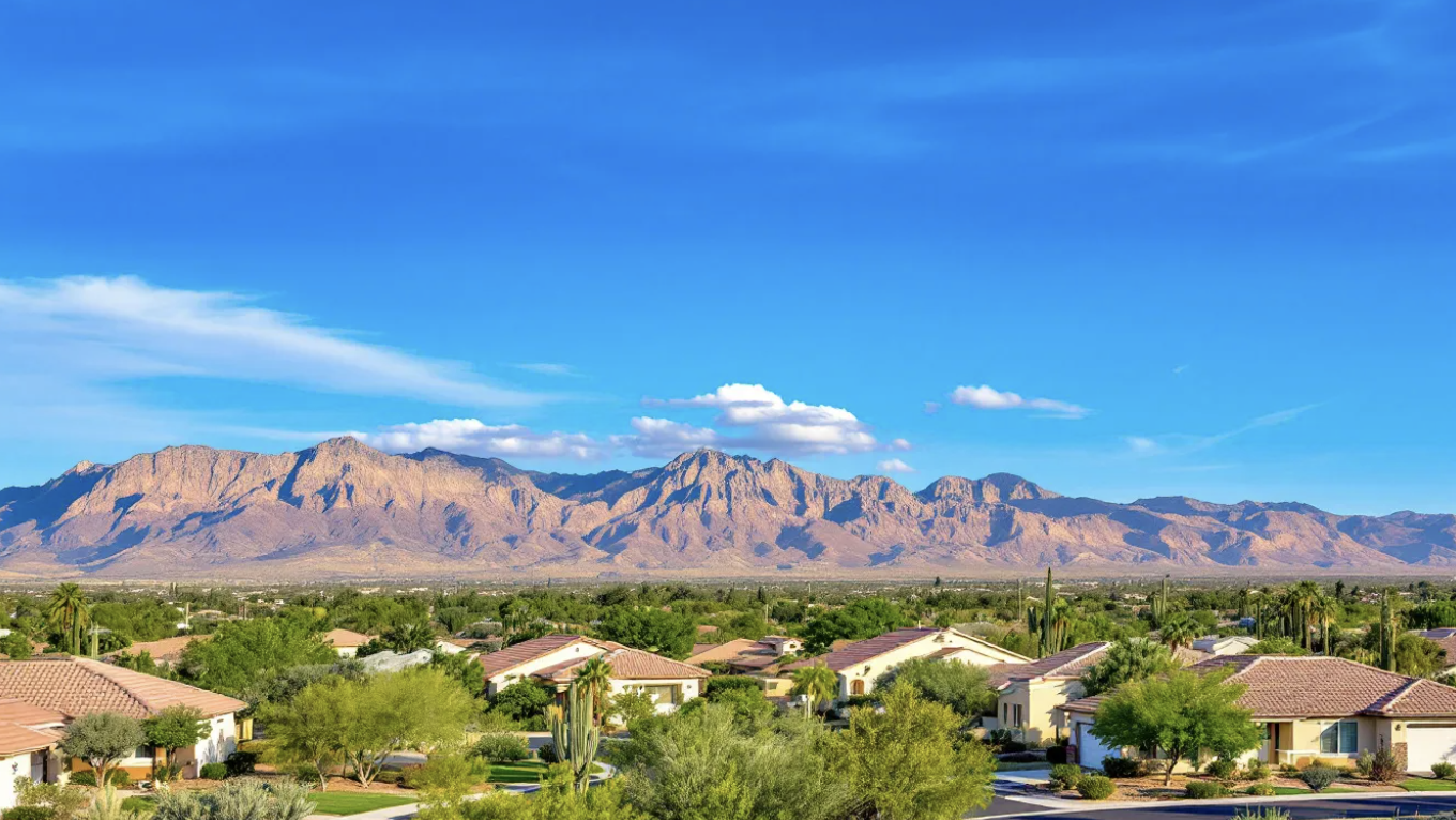 suburban homes near desert landscape