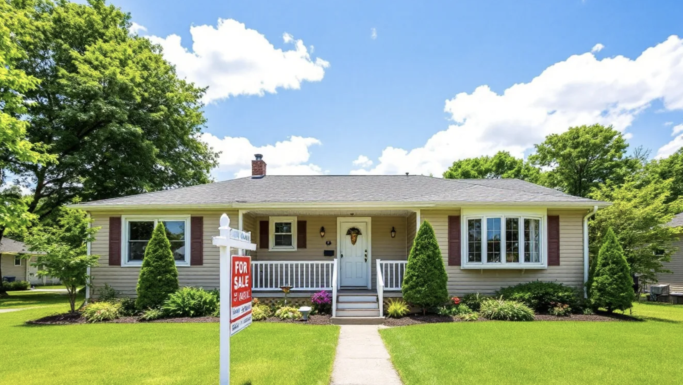 suburban home with for sale sign