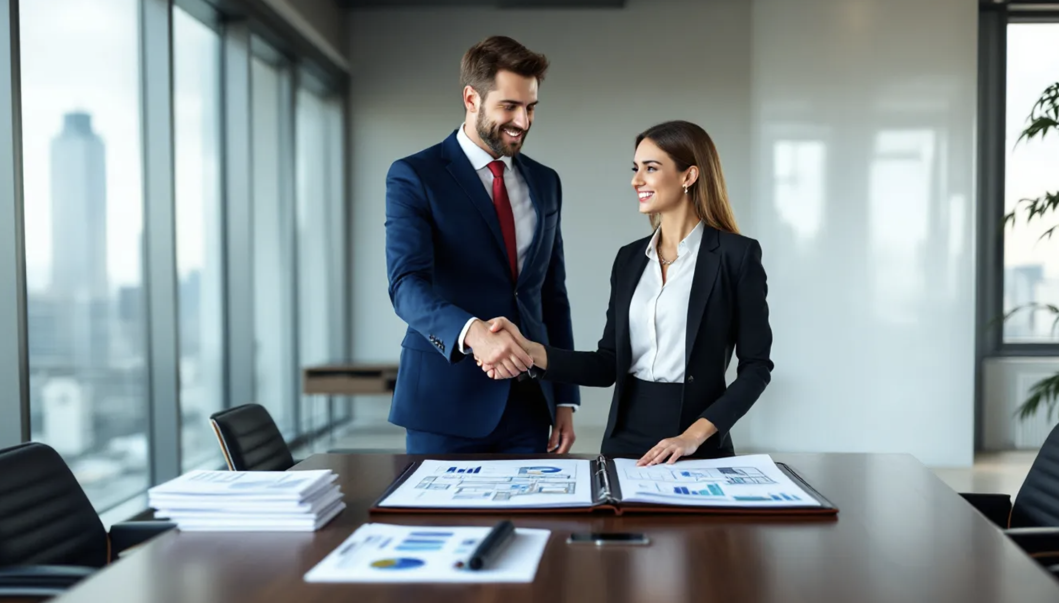 handshake over property plans and reports