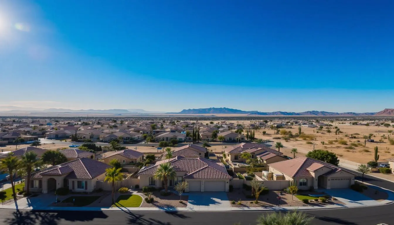 suburban houses in Las Vegas with desert backdrop