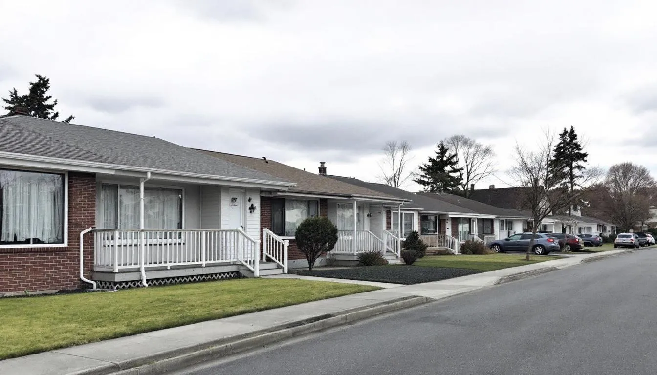 row of houses on suburban street