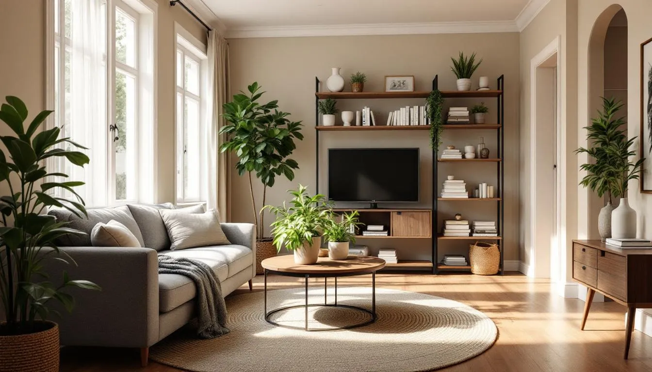 freshly staged living room with natural light