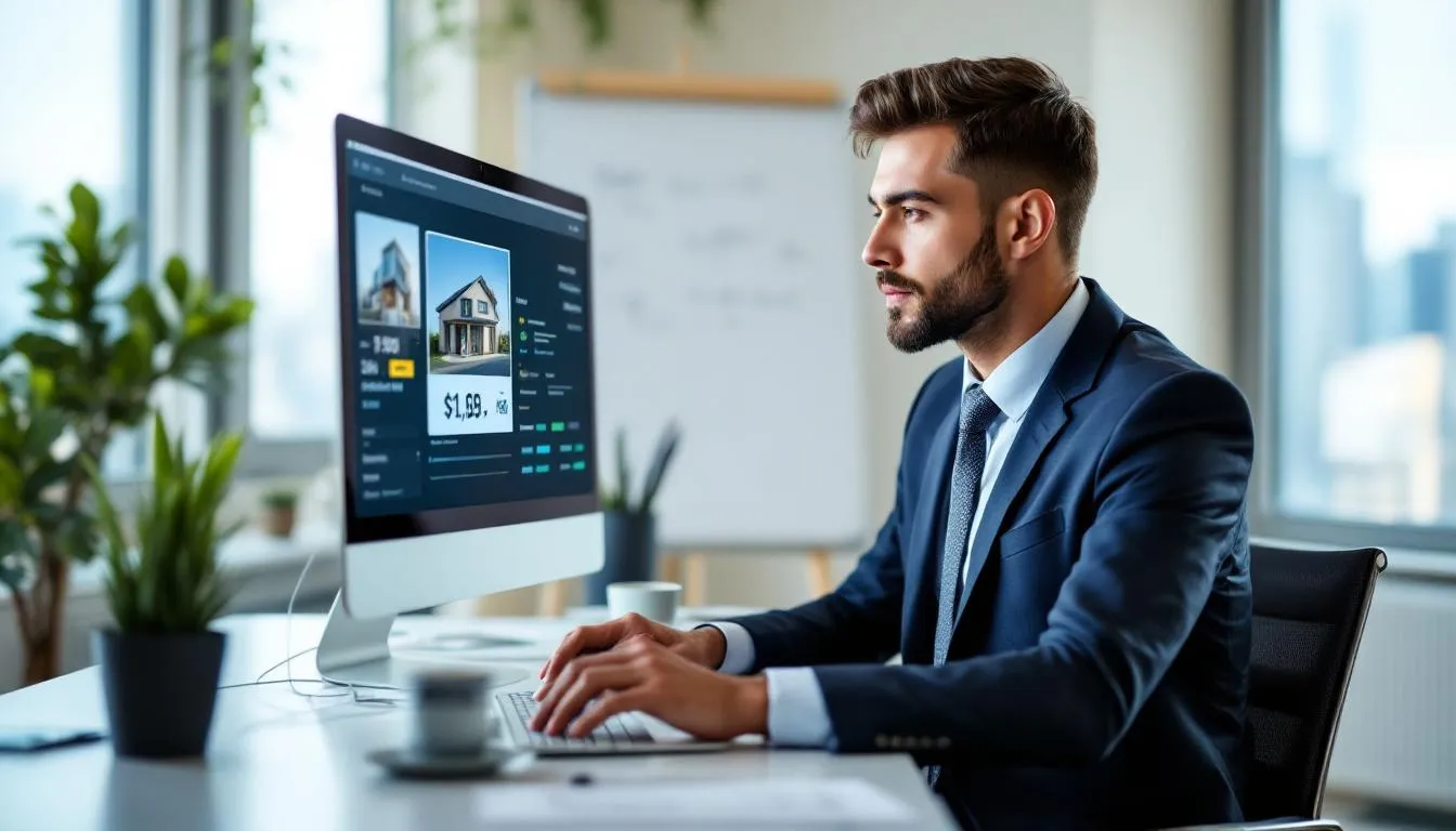 real estate agent adjusting house price online