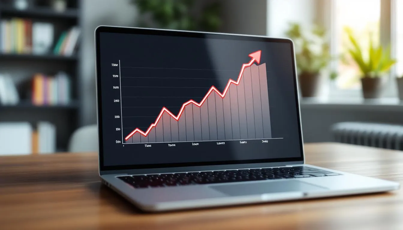 graph on laptop showing rising home loans