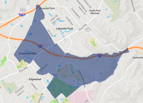 Map of Crestview Hills, KY