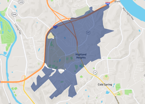 Map of Highland Heights, KY