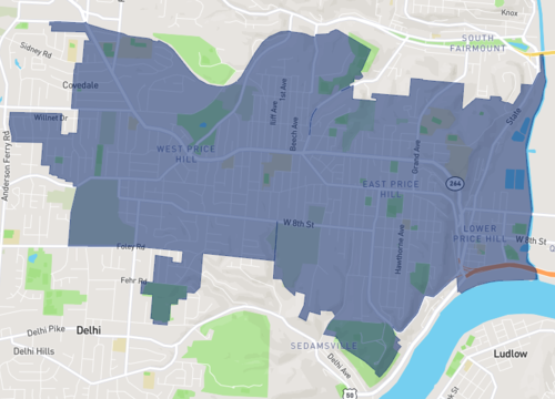 Map of Price Hill, Ohio