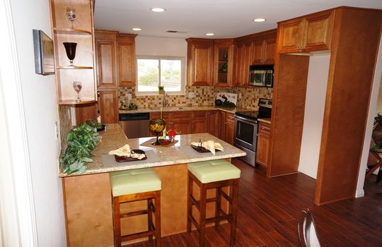 Kitchen toward fridge