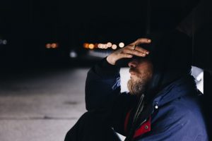 homeless man with concerns