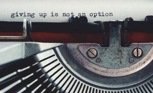 typewriter with words typed