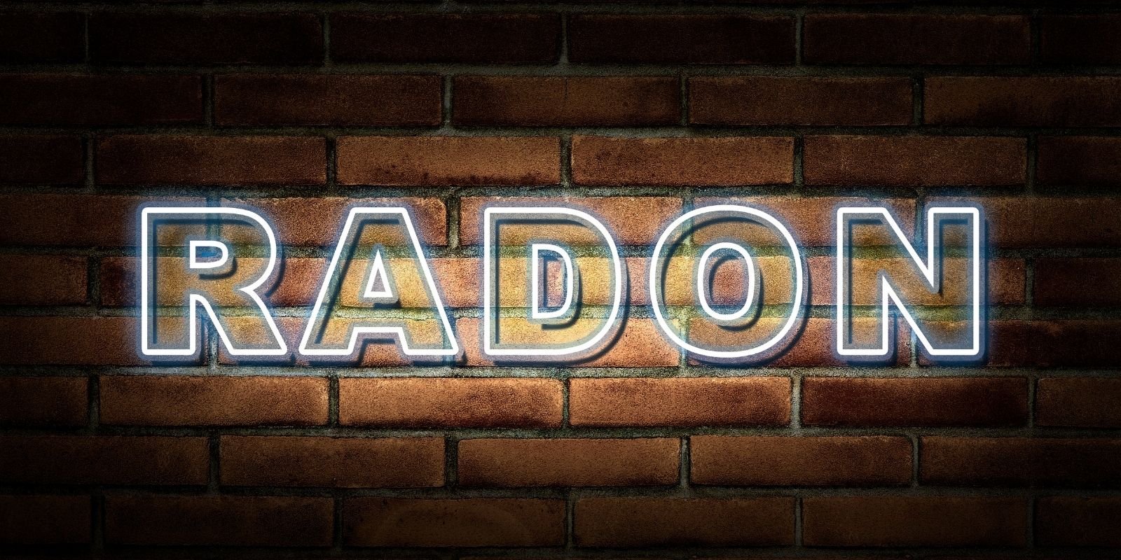 Neon Radon sign with brick wall background