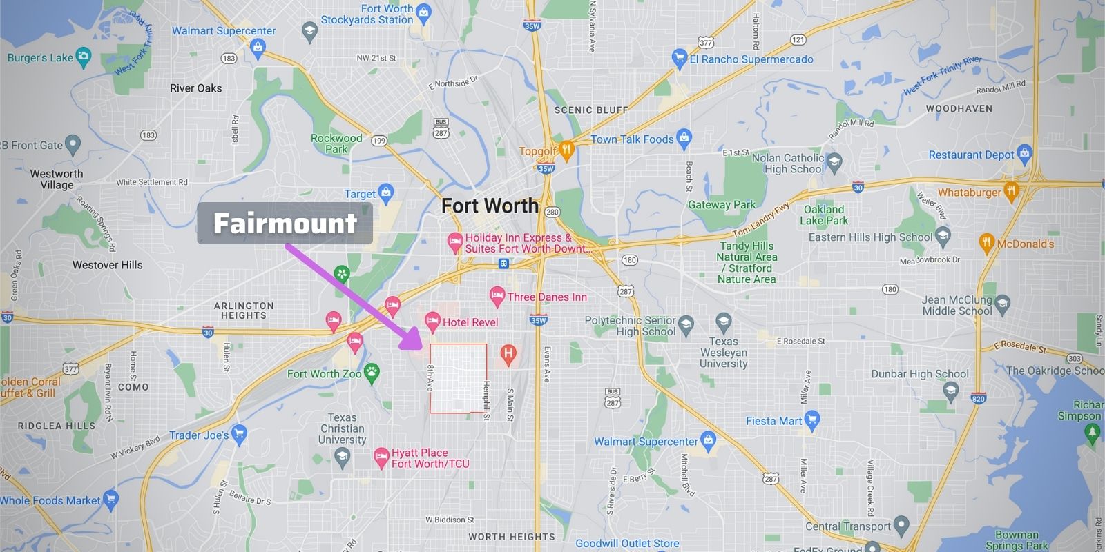 Map with an outline of Fairmount