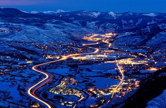 Vail Valley View at Dusk with Beaver Creek