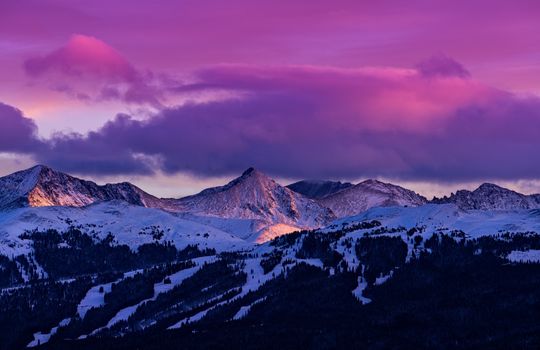 Copper Mountain and Tenmile Range Mountain View Winter Sunset