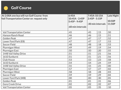 vail golf course bus