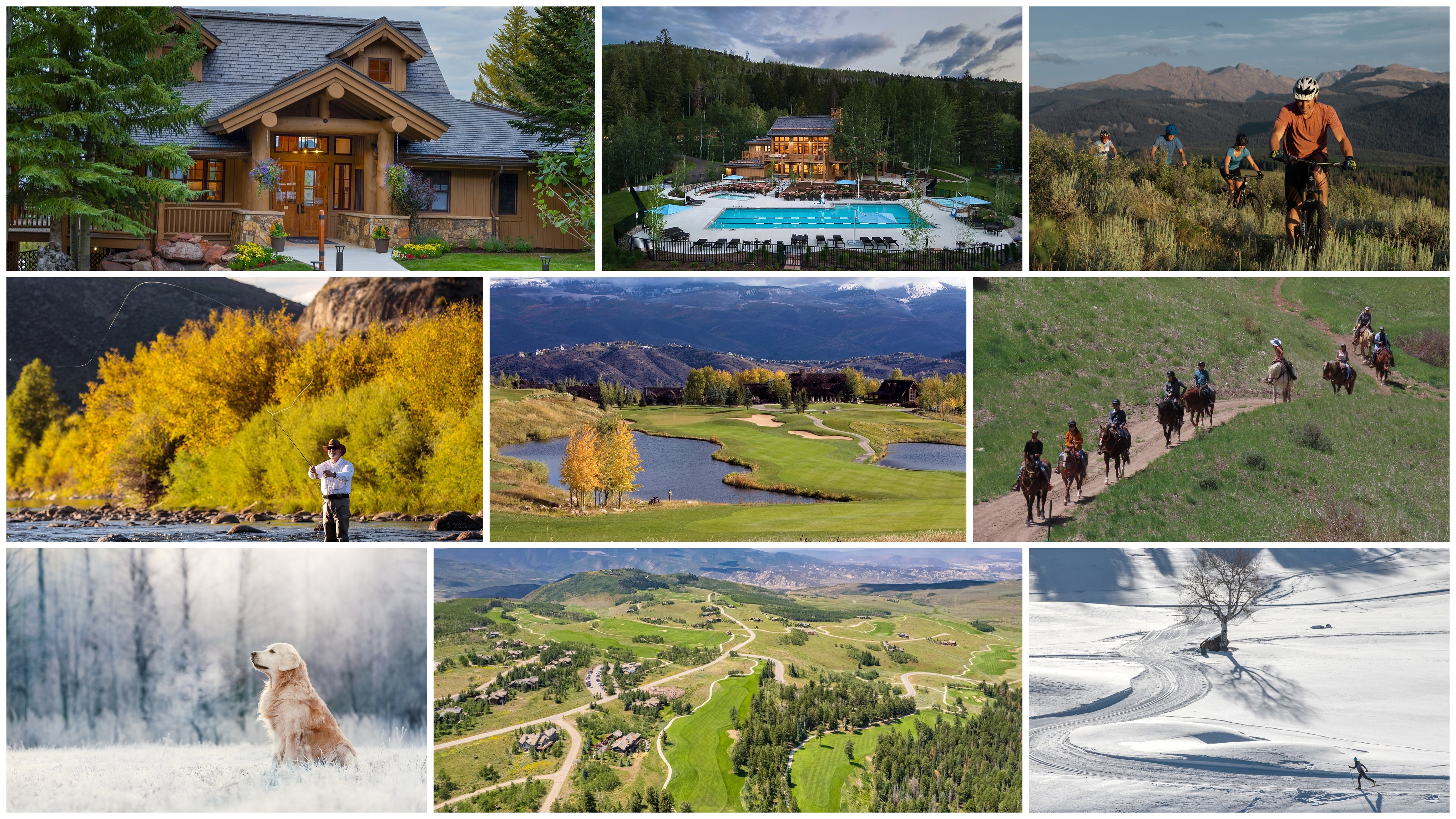 Cordillera: Trailhead clubhouse and saltwater pools, mountain biking, Eagle River fly fishing, the Valley course, trail riding, winter in the aspens, the Summit course and Nordic skiing