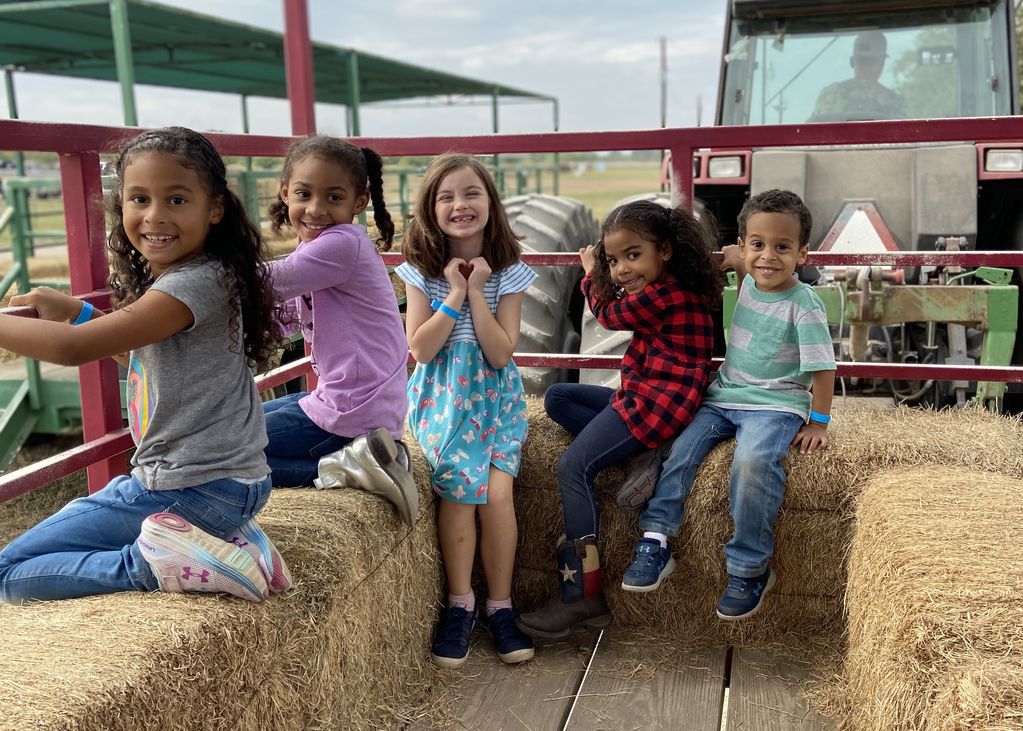 Kids on a hayride at Graff 7A Ranch