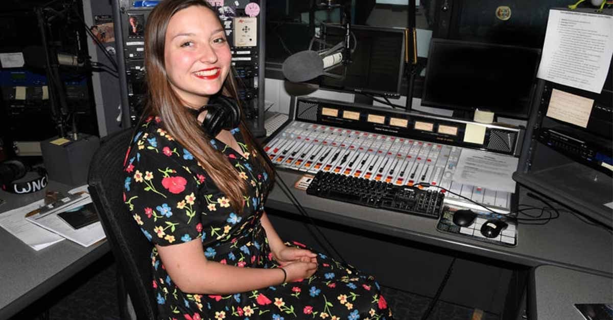 Lauren Wasmund volunteering at public radio station WNCW 88.7 FM in Spindale, NC.