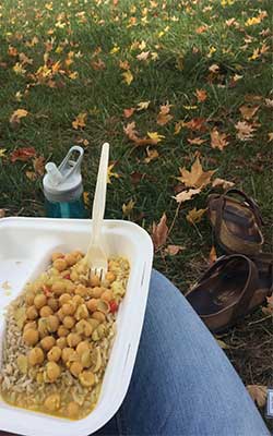 Chickpea lunch eaten at Sanford Commons at Appalachian State University in Boone, NC.