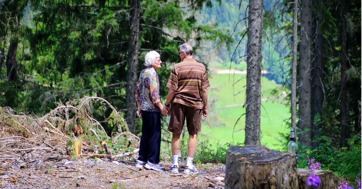 Retirement aged couple enjoying their leisure time in the NC mountains