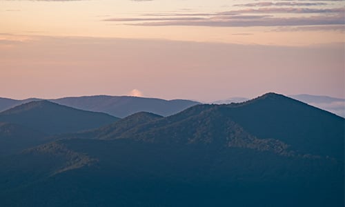View of the Blue Ridge Parkway during the summer in Boone NC