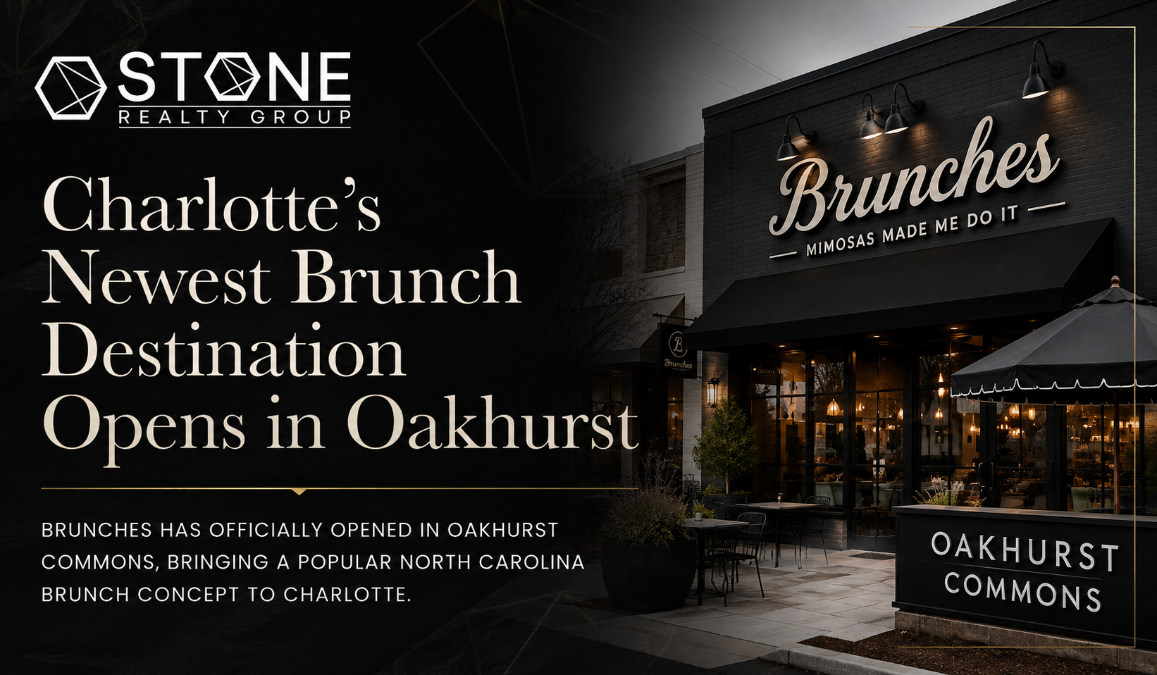 Brunches restaurant opens at Oakhurst Commons in Charlotte NC featuring modern brunch dining and neighborhood growth.