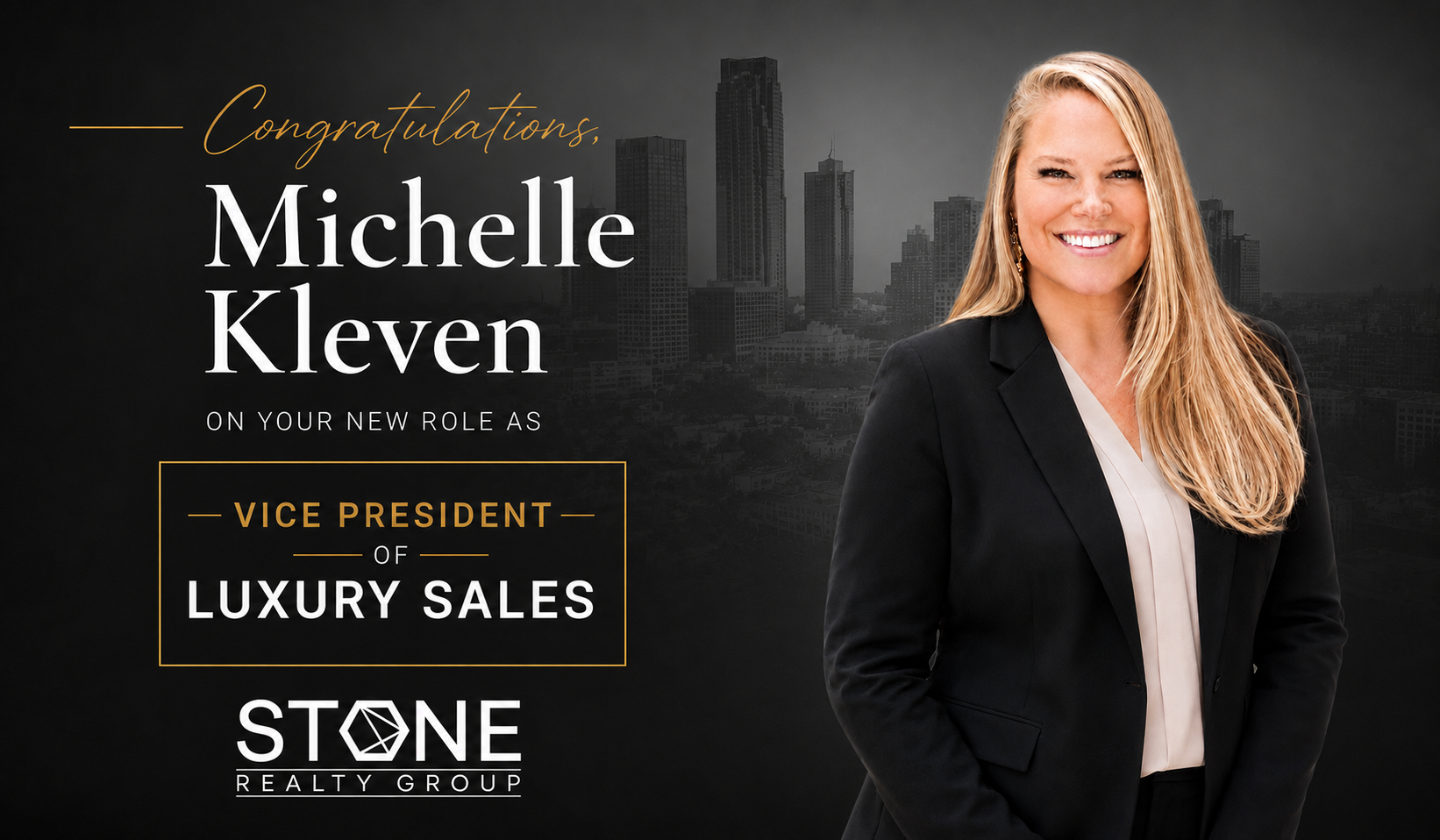 Michelle Kleven named Vice President of Luxury Sales at Stone Realty Group, leading the Signature Collection for Charlotte luxury real estate sellers in Myers Park, SouthPark, Dilworth, and surrounding communities.