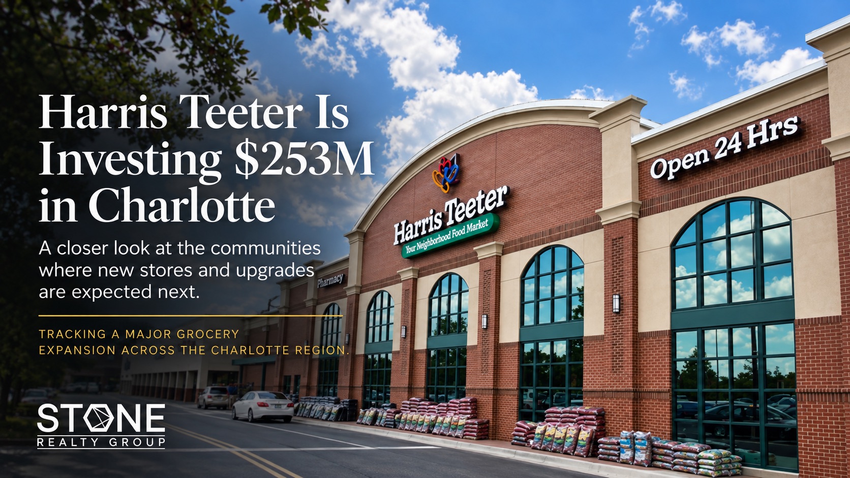 Harris Teeter Charlotte expansion highlighting a $253 million investment in new stores and upgrades across the Charlotte region in 2026.